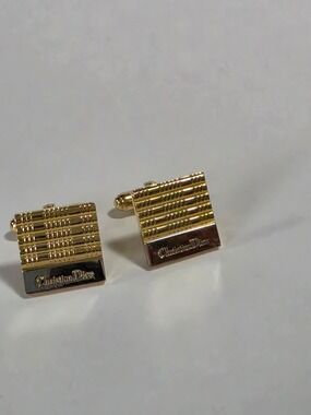 Authentic Christian Dior Gold-Tone Square Cufflinks
